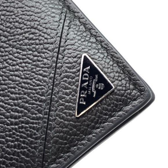 Prada Saffiano Bifold Compact Wallet Coin Case Black - Picture 8 of 9